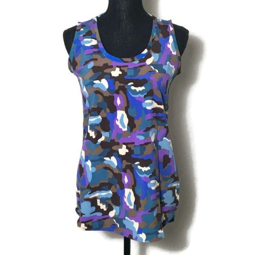 NWT Philosophy Blouse Scoop Neck Tunic Camo Purple